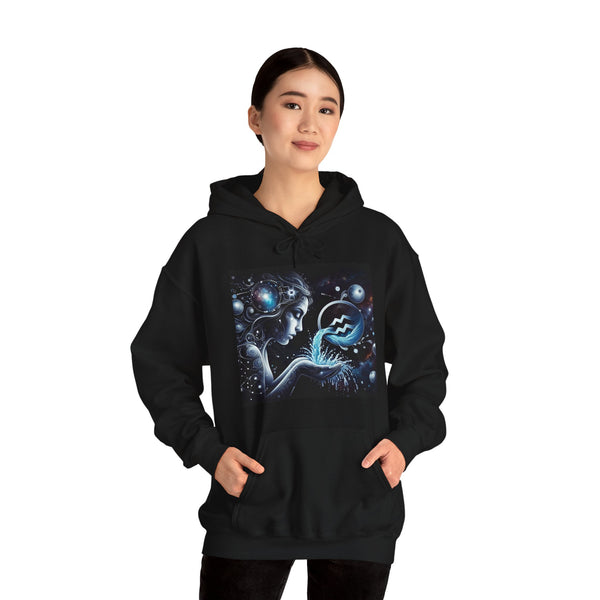 Aquarius Lady and and cosmic energy, Hoody, Unisex, Available in black Color, Sizes S to 5XL