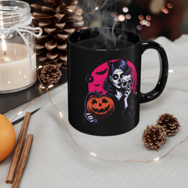 Spooky and Funny Mug, Halloween 11 oz Mug, Coffee Mug, Birthday Gift, cat, skull, pumpkin Mug