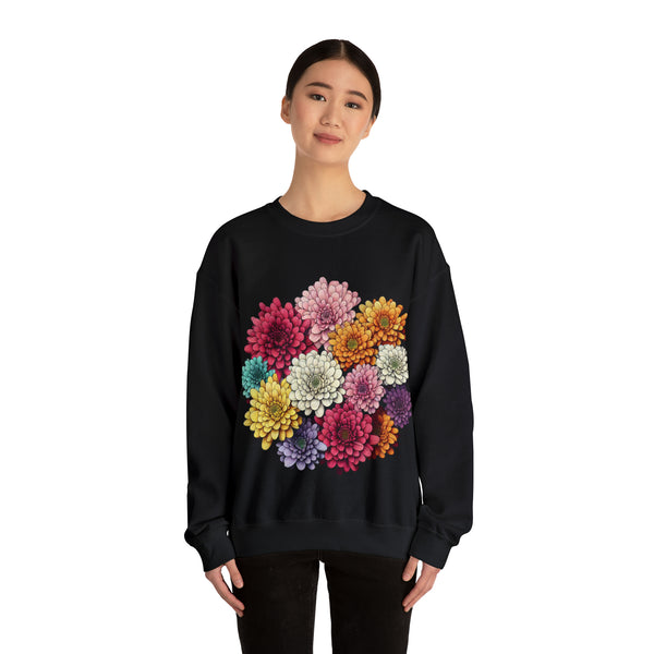 Colourful full Chrysanthemum Bouquet Sweatshirt, - Unisex Fit, Sizes from S to 3XL, Available in Multiple colors