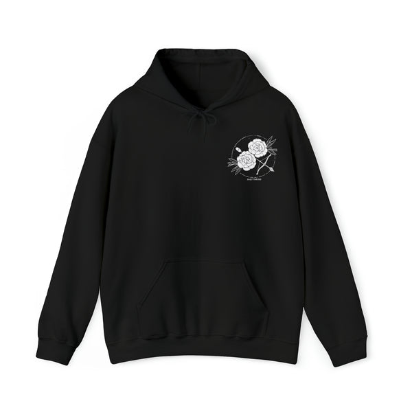 Sagittarius Hoodie, carnations flower, "Guided by stars, powered by dreams." 2 sided, Unisex, Available in 3 Colors, Sizes S to 5XL