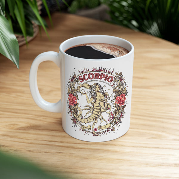 Scorpio Zodiac ceramic Mug, Scorpio by birth and choice, 11 oz White Coffee Mug