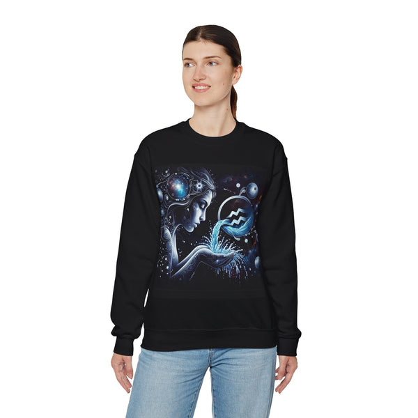 Aquarius Lady and and cosmic energy, sweatshirt, Unisex Fit, Sizes from S to 3XL, Available in Black color