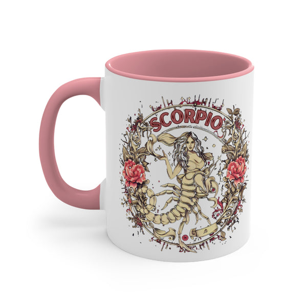 Scorpio Constellation Astrology Accent coffee Mug, Scoprio by birth and choice, 11oz,  5 colors